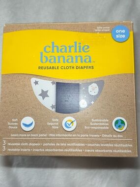 Charlie Banana Reusable Cloth Diapers Set One Size Sheep Stars 3 Pack